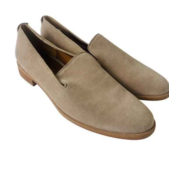 Franco Sarto Shoes - Franco Sarto Size 9 Womens Loafer Slip On Beige Genuine Suede Leather Almond Toe